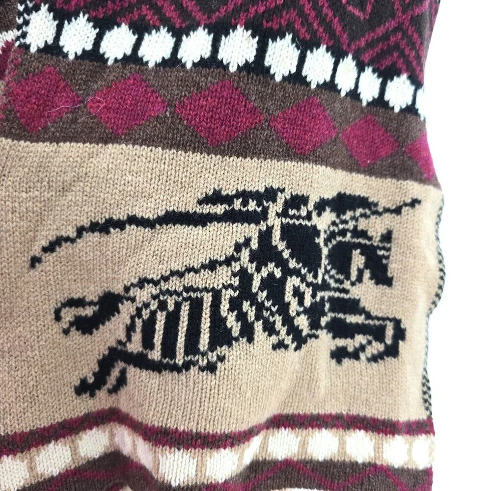 RARE Burbery Knight Gallant Logo Lambswool Scarf Made in England